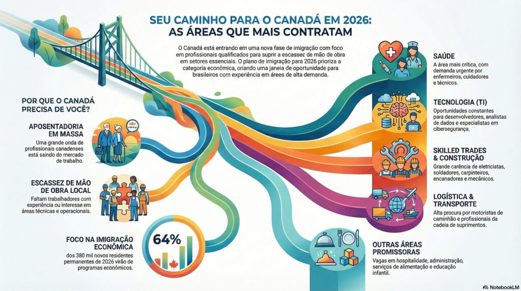 profissões vão dar job offers para brasileiros no Canadá em 2026 - infografico