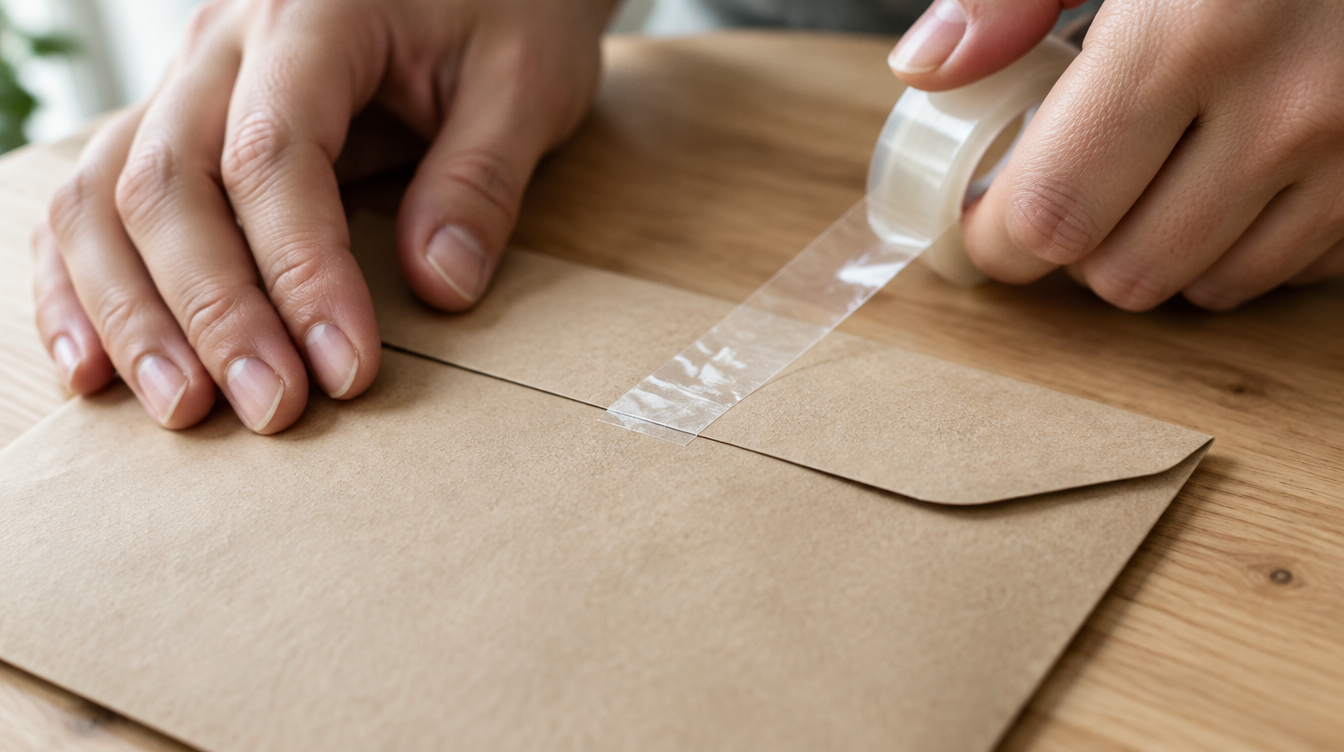 Envelope lacrado com fita, do jeito que a faculdade precisa enviar os documentos